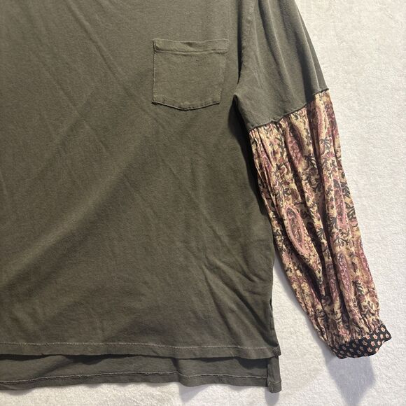 We The Free People Jade Floral Print Long Sleeve Top Olive Green Women's Size XS - Picture 5 of 13